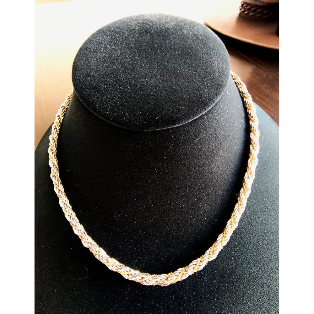 Vintage Trifari Two Tone Rope Chain Necklace Gold Silverโ Tone Braided Vintage